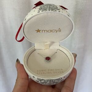 Macy’s Christmas Ornament hanging globe July birthstone necklace
